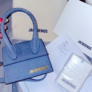 JACQUEMUS Le Chiquito blue embossed calfskin bag